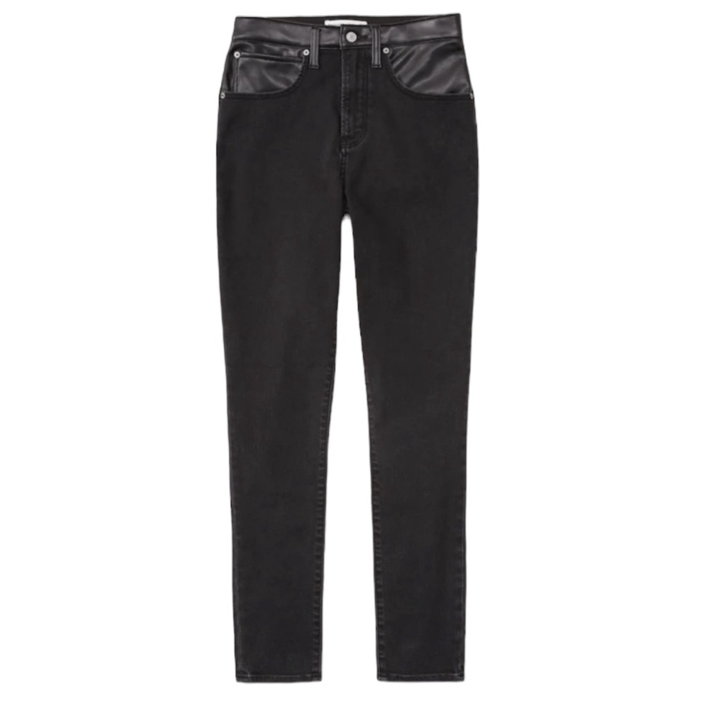New Abercrombie & Fitch Super Skinny Ankle High Rise mixed fabric jeans size 16